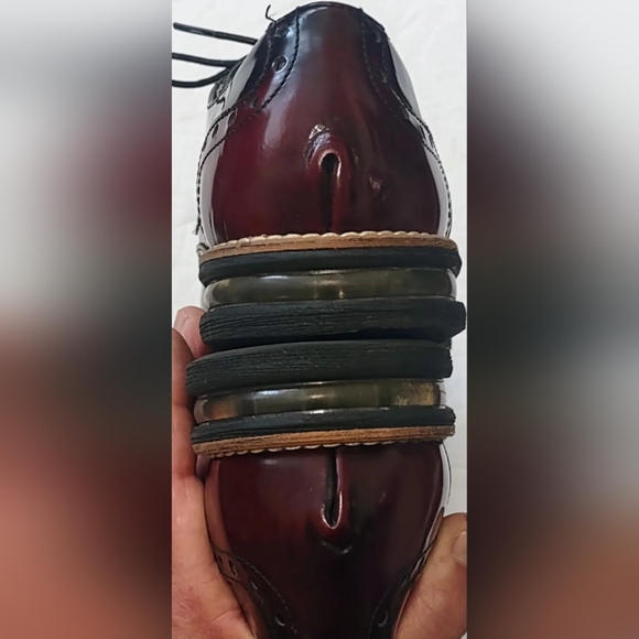 Nobrand Polished Leather Black/Burgundy Brogue Wingtips Sz 41 ( 8.5 M, 10 WO) - Picture 12 of 13